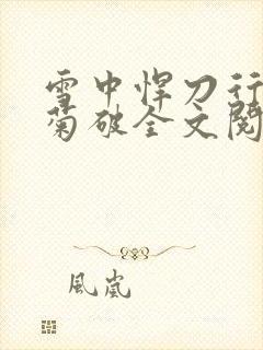 雪中悍刀行姜泥菊破全文阅读