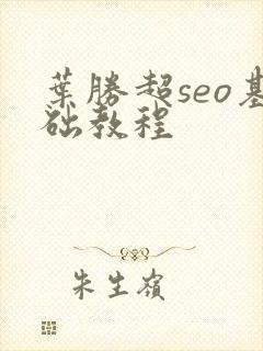 叶胜超seo基础教程