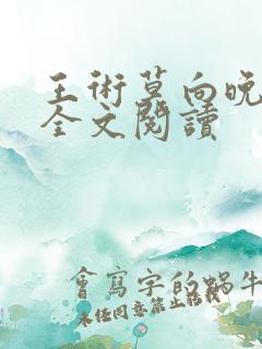 王术莫向晚小说全文阅读