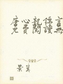 唐心龙锦言小说免费阅读无弹窗