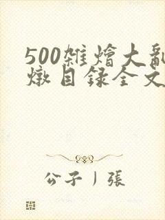 500杂烩大乱炖目录全文