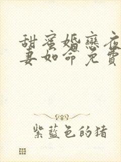 甜蜜婚恋夜少爱妻如命免费阅读