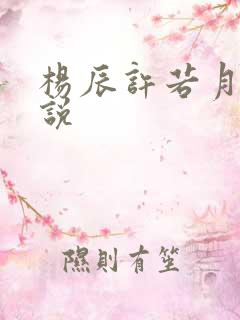 杨辰许若月的小说