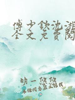 傅少钦沈湘小说全文免费阅读无广告