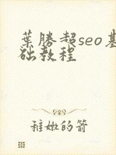 叶胜超seo基础教程