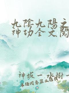 九阴九阳之阴阳神功全文阅读