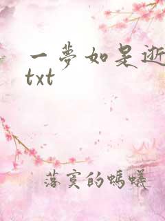 一梦如是逝水长txt