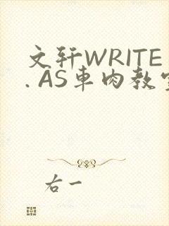 文轩WRITE. AS车肉教室
