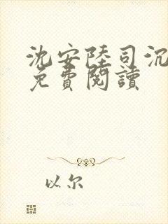 沈安陆司沉小说免费阅读