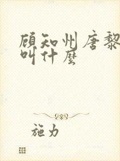 顾知州唐黎书名叫什么