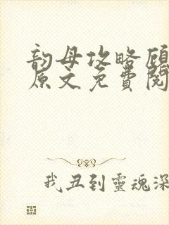 韵母攻略顾小暖原文免费阅读