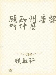 顾知州唐黎书名叫什么