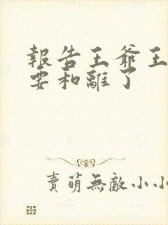 报告王爷王妃又要和离了