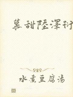 慕甜陆泽衍小说