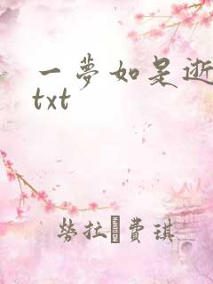 一梦如是逝水长txt