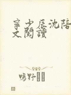 宁少辰沈陪一全文阅读