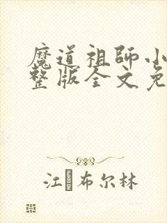 魔道祖师小说完整版全文免费阅读