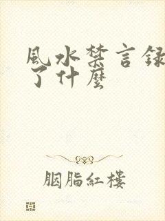 风水禁言录 写了什么