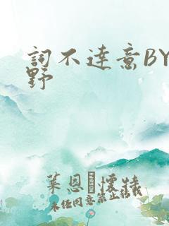 词不达意BY咩野