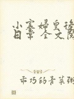 小寡妇皇后受宠日常 全文阅读