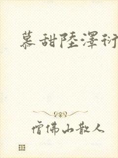 慕甜陆泽衍小说