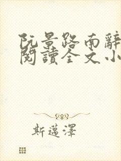 阮景路南辞免费阅读全文小说