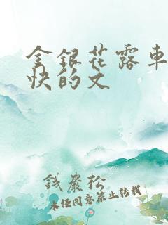 金银花露车速最快的文