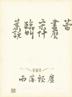 叶临宋书蕾的小说叫什么