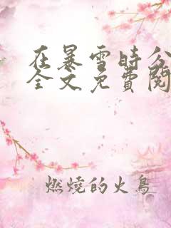 在暴雪时分小说全文免费阅读