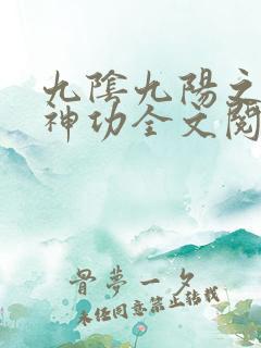 九阴九阳之阴阳神功全文阅读