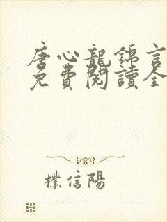 唐心龙锦言小说免费阅读全文