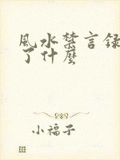 风水禁言录 写了什么
