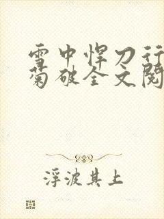 雪中悍刀行姜泥菊破全文阅读