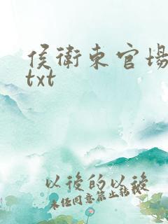 侯卫东官场笔记txt