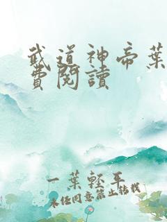 武道神帝叶辰免费阅读