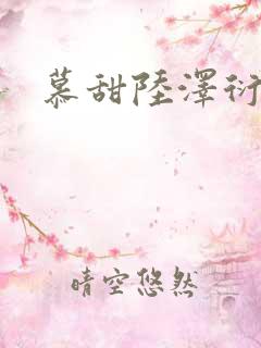 慕甜陆泽衍小说