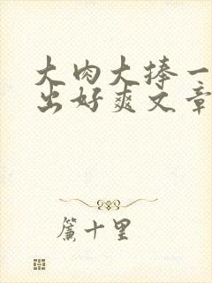 大肉大捧一进一出好爽文章