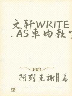 文轩WRITE. AS车肉教室