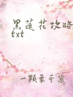 黑莲花攻略手册txt