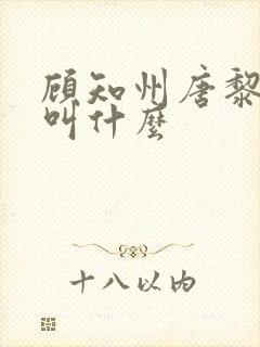 顾知州唐黎书名叫什么