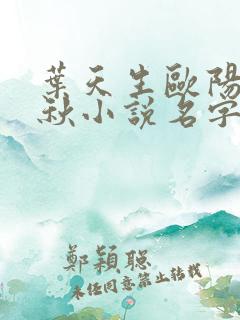 叶天生欧阳欣忆秋小说名字