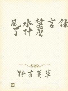 风水禁言录 写了什么