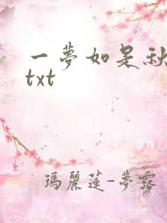 一梦如是秋水长txt