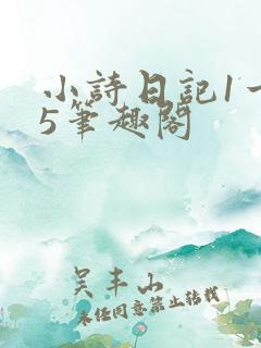 小诗日记1一15笔趣阁
