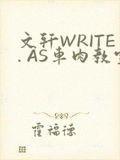 文轩WRITE. AS车肉教室