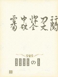 雪中悍刀行姜泥菊破全文阅读