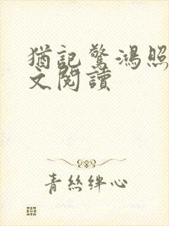 犹记惊鸿照影全文阅读