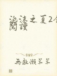 泡沫之夏2全文阅读