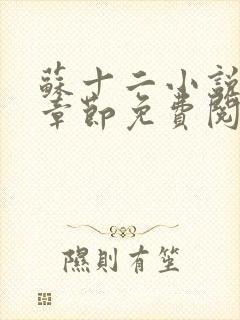 苏十二小说最新章节免费阅读