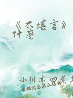 《不堪言》讲的什么